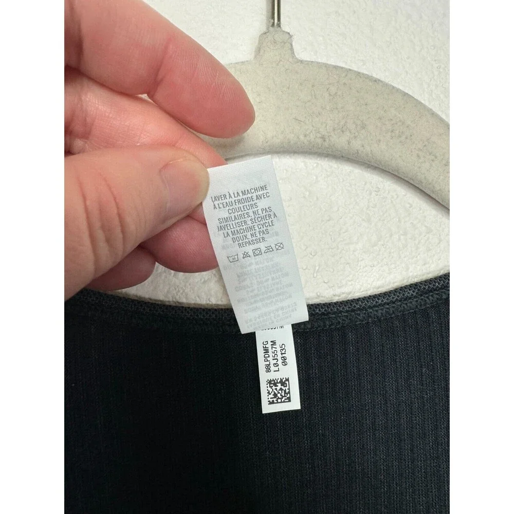 OFFLINE Aerie Seamless Cable Cropped Acid Wash Top Sz S Black Long Sleeve New